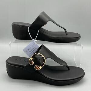NEW Aerosoles Women’s Izola Wedge Sandals Black Size 6.5M